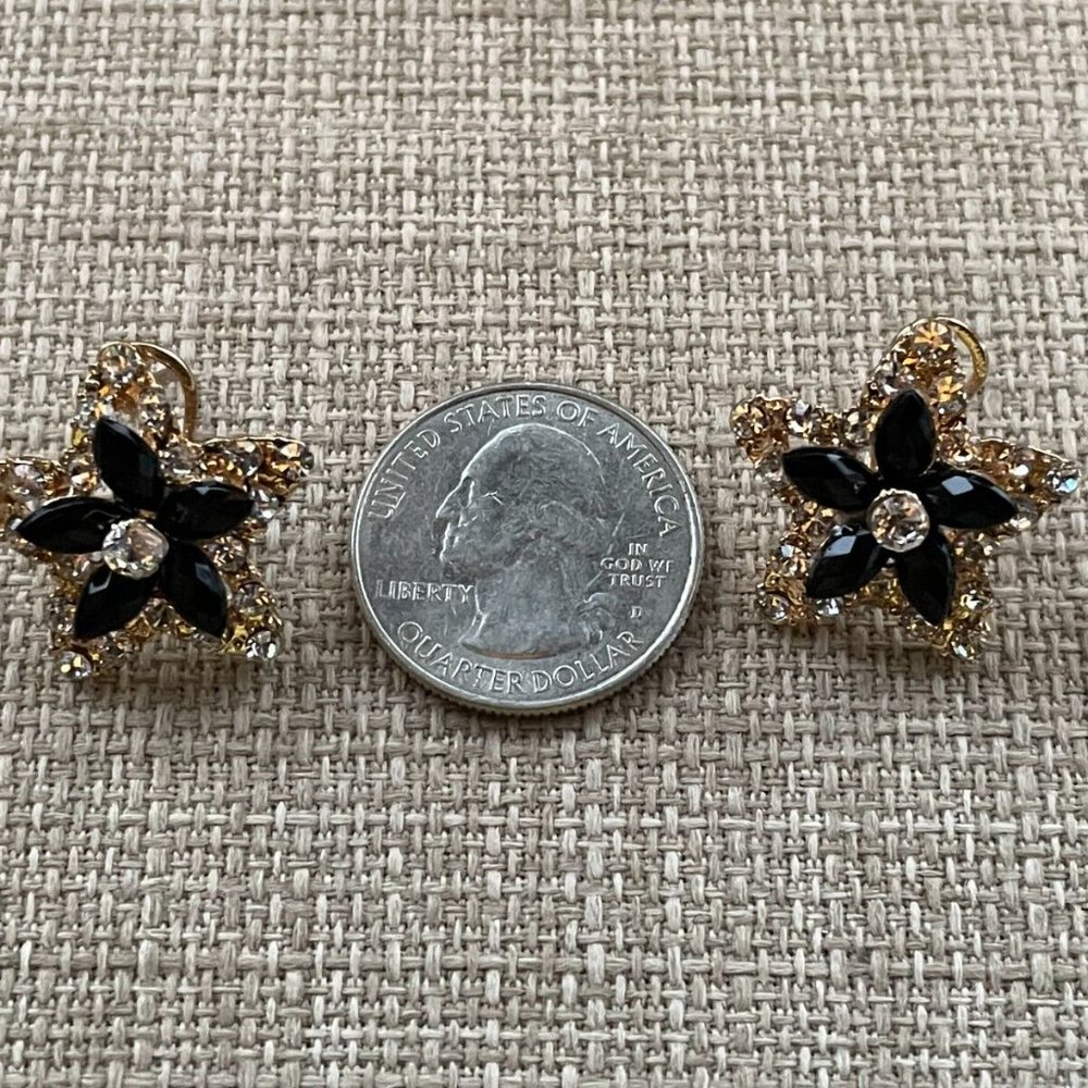 Women Earrings Fashion Black/Gold Tone Fashion Jewelry Crystals Accent - Picture 9 of 12